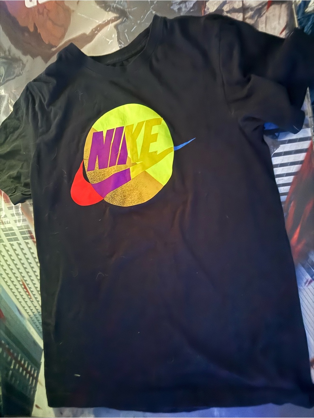 Nike Black Tee with Neon Planet Graphic